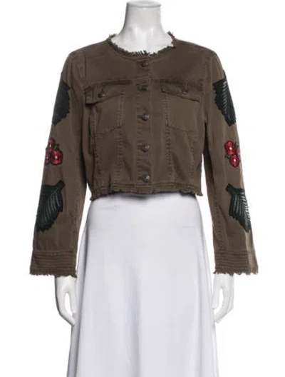 Pre-owned Cinq À Sept Graphic Print Jacket In Green
