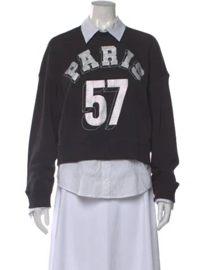 Pre-owned Cinq À Sept Graphic Print Long Sleeve Sweatshirt In Gray