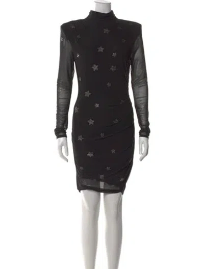 Pre-owned Cinq À Sept Graphic Print Mini Dress In Black