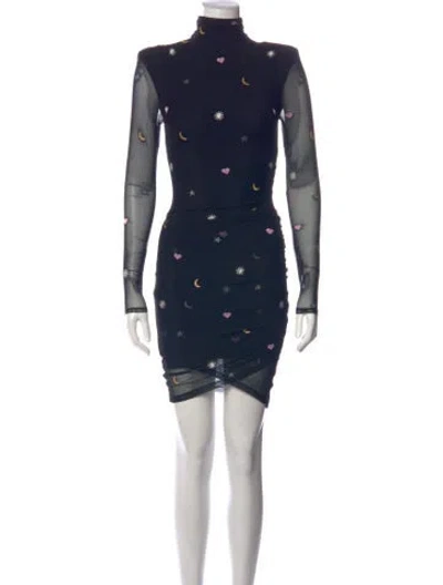 Pre-owned Cinq À Sept Graphic Print Mini Dress In Blue