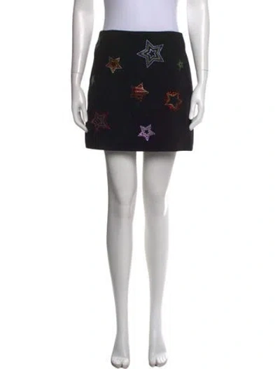 Pre-owned Cinq À Sept Graphic Print Mini Skirt In Black