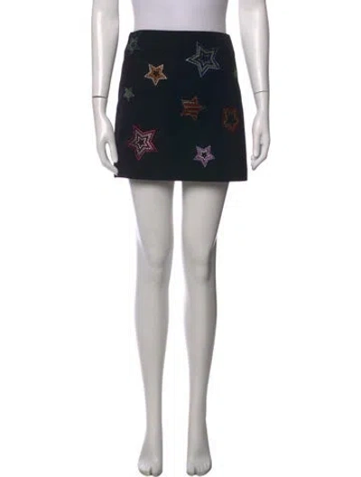 Pre-owned Cinq À Sept Graphic Print Mini Skirt In Black