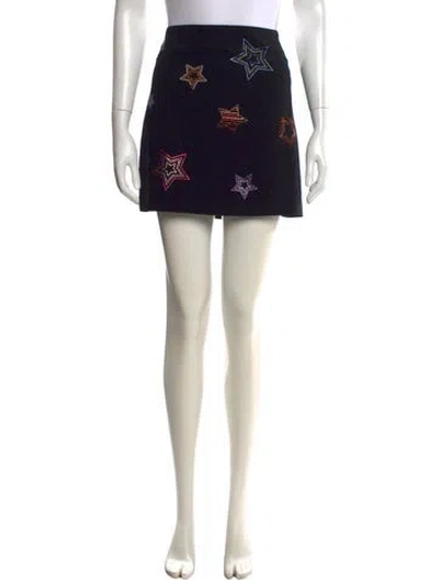 Pre-owned Cinq À Sept Graphic Print Mini Skirt In Black