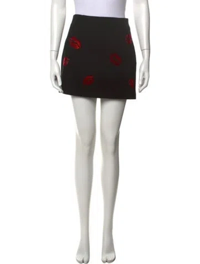 Pre-owned Cinq À Sept Graphic Print Mini Skirt W/ Tags In Black