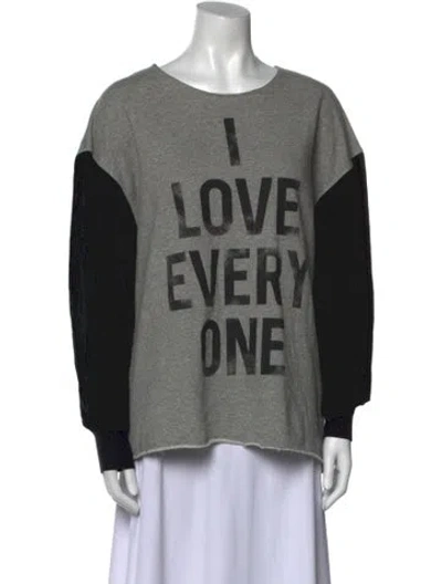 Pre-owned Cinq À Sept Graphic Print Scoop Neck Sweatshirt In Gray