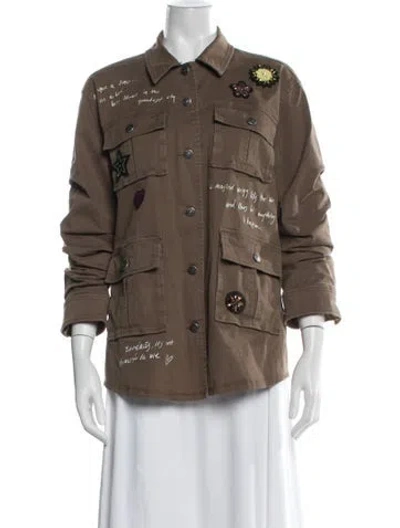 Pre-owned Cinq À Sept Graphic Print Utility Jacket In Brown