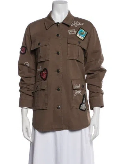 Pre-owned Cinq À Sept Graphic Print Utility Jacket In Brown