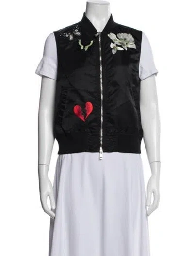 Pre-owned Cinq À Sept Graphic Print Vest In Black