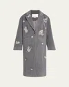 Cinq À Sept Gravis Crystal Ivy Mid-length Coat In Heather Grey