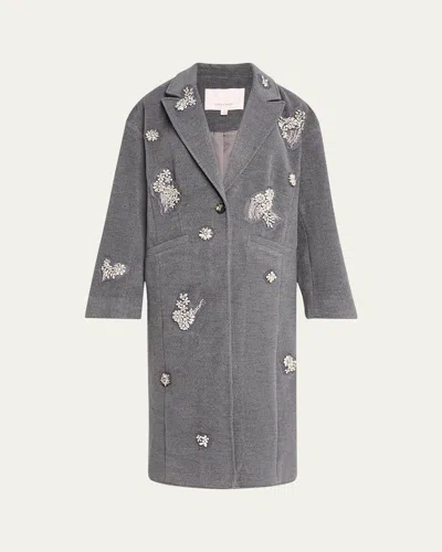 Cinq À Sept Gravis Crystal Ivy Mid-length Coat In Heather Grey