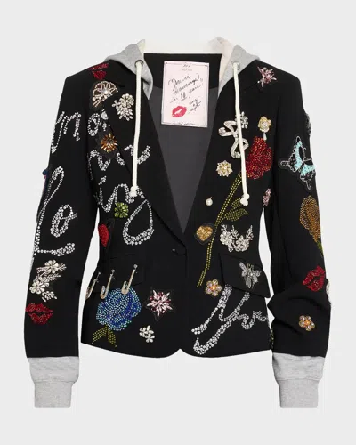 Cinq À Sept Greatest Hits Embellished Hybrid Blazer In Black