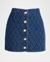 Cinq À Sept Gretchen Quilted Denim Mini Skirt In Medium Wash
