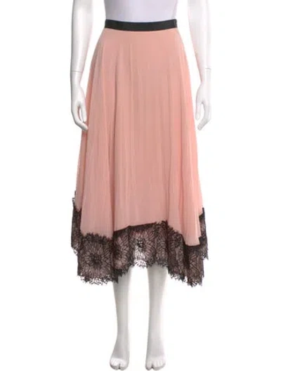 Pre-owned Cinq À Sept Grosgrain Trim Midi Length Skirt In Pink