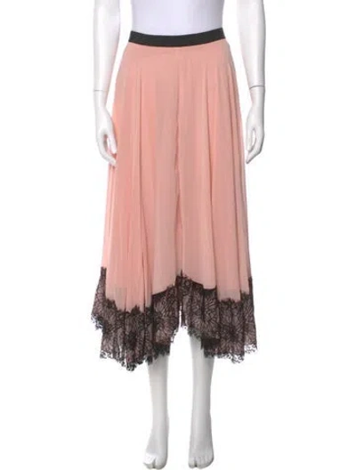 Pre-owned Cinq À Sept Grosgrain Trim Midi Length Skirt In Pink