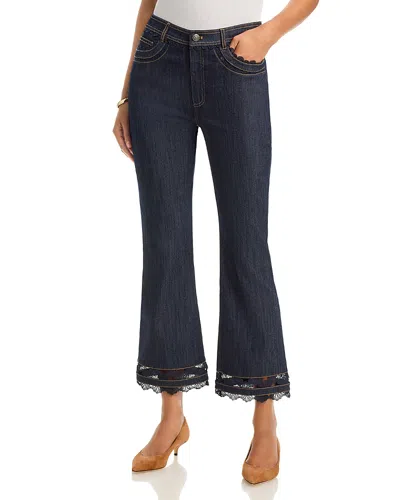 Cinq À Sept Cinq A Sept Guipure Lace Cropped Stevie Jeans In Indigo In Purple