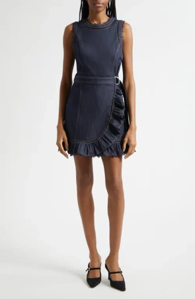 Cinq À Sept Guipure Lace Trim Mahlia Apron Dress In Blue