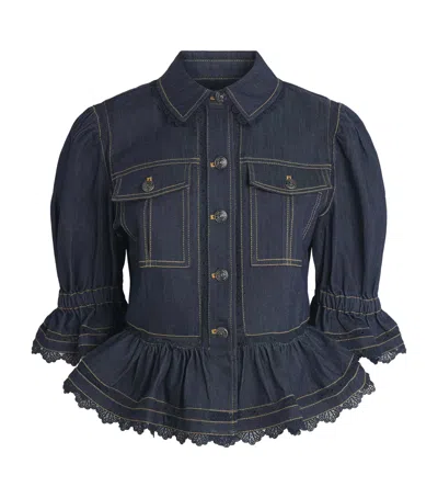 Cinq À Sept Cinq A Sept Guipure Lace-trim Sylvia Jacket In Blue