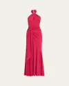 Cinq À Sept Gulliame Jersey Halter-neck Gown In Red