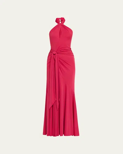 CINQ À SEPT GULLIAME JERSEY HALTER-NECK GOWN