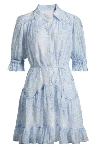 Cinq À Sept Gwendoline Floral Toile Shirtdress In White/dark Cerulean