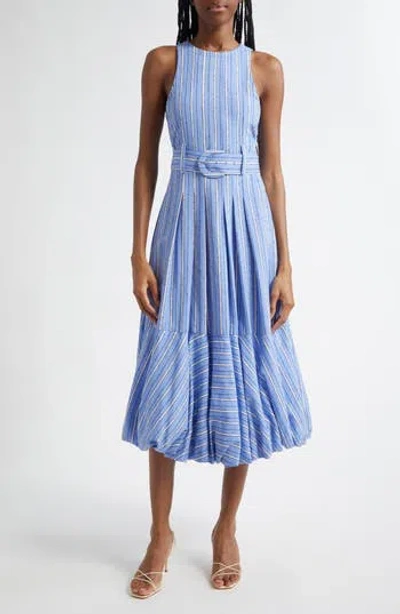 Cinq À Sept Hailey Directional Stripe Sleeveless Dress In Blue