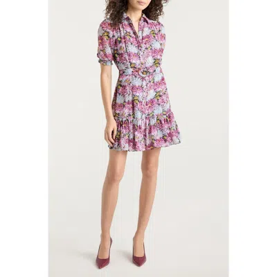 Cinq À Sept Halbini Dahlia Print Puff Sleeve Belted Shirtdress In Multi