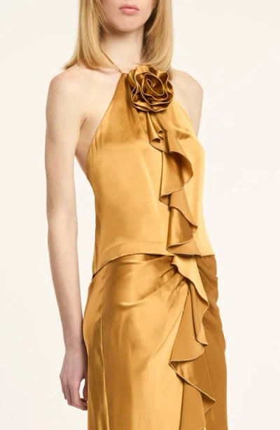 Cinq À Sept Hallie Rosette Silk Top In Gold