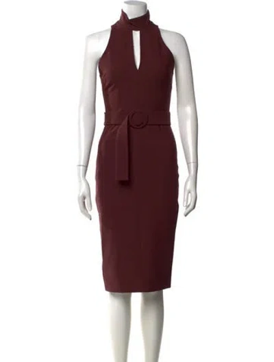 Pre-owned Cinq À Sept Halterneck Knee-length Dress In Burgundy