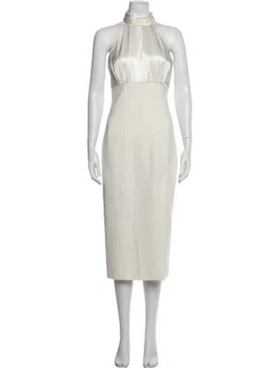 Pre-owned Cinq À Sept Halterneck Knee-length Dress In Neutral