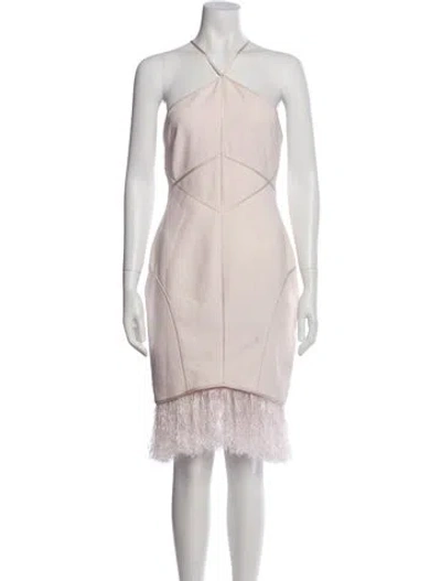 Pre-owned Cinq À Sept Halterneck Knee-length Dress In Pink