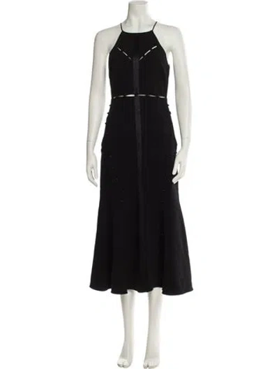 Pre-owned Cinq À Sept Halterneck Long Dress In Black