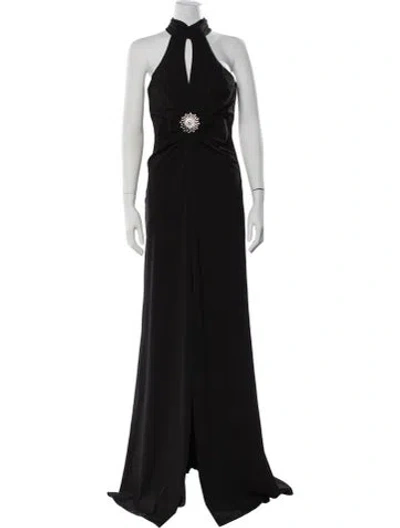 Pre-owned Cinq À Sept Halterneck Long Dress In Black