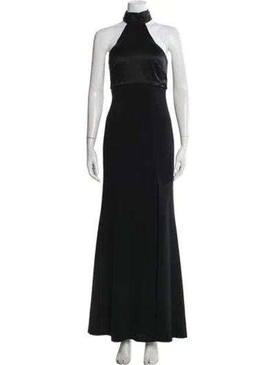 Pre-owned Cinq À Sept Halterneck Long Dress In Black