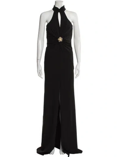 Pre-owned Cinq À Sept Halterneck Long Dress In Black