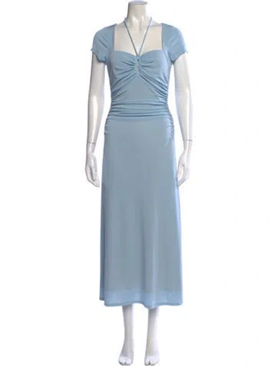 Pre-owned Cinq À Sept Halterneck Long Dress In Blue
