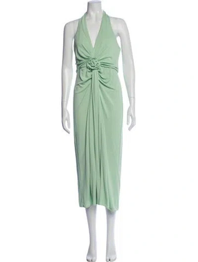 Pre-owned Cinq À Sept Halterneck Long Dress In Green
