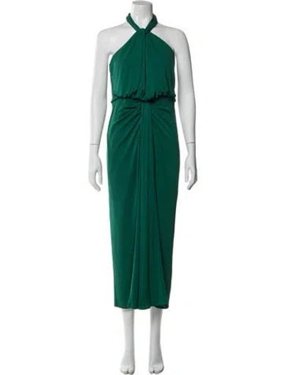 Pre-owned Cinq À Sept Halterneck Long Dress In Green