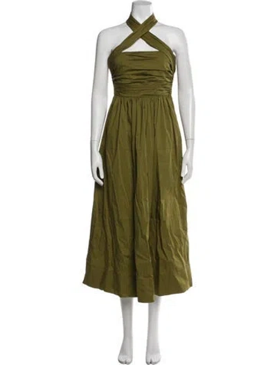Pre-owned Cinq À Sept Halterneck Long Dress In Green