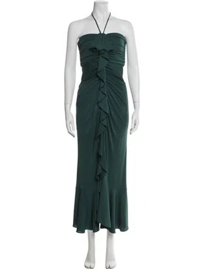 Pre-owned Cinq À Sept Halterneck Long Dress In Green