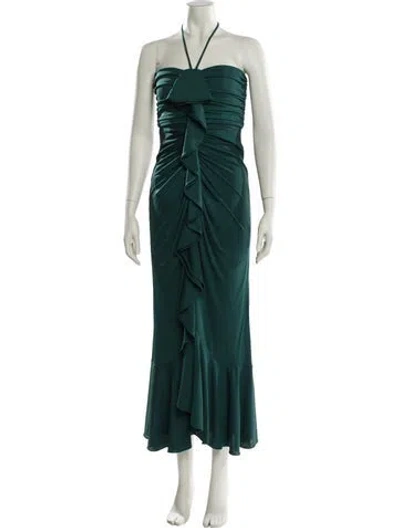 Pre-owned Cinq À Sept Halterneck Long Dress W/ Tags In Green