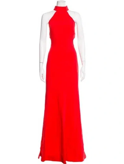 Pre-owned Cinq À Sept Halterneck Long Dress W/ Tags In Orange