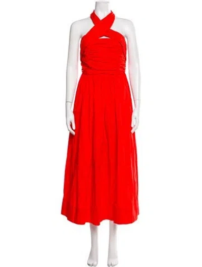 Pre-owned Cinq À Sept Halterneck Long Dress W/ Tags In Red