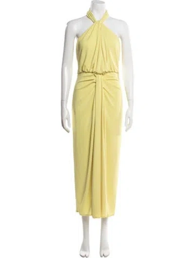 Pre-owned Cinq À Sept Halterneck Long Dress In Yellow