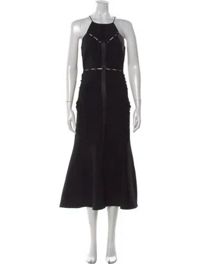 Pre-owned Cinq À Sept Halterneck Midi Length Dress In Black
