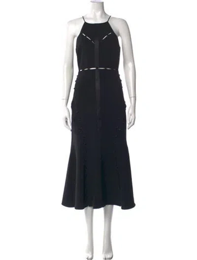 Pre-owned Cinq À Sept Halterneck Midi Length Dress In Black
