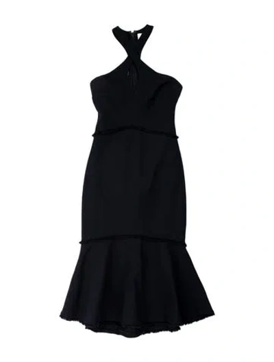 Pre-owned Cinq À Sept Halterneck Midi Length Dress In Blue