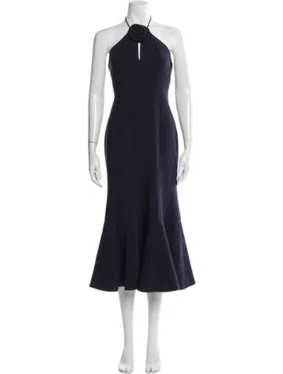 Pre-owned Cinq À Sept Halterneck Midi Length Dress In Blue