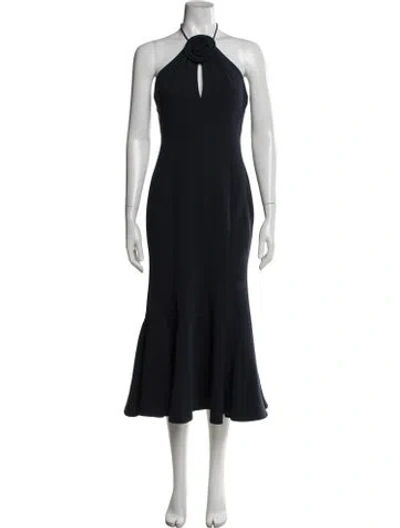 Pre-owned Cinq À Sept Halterneck Midi Length Dress In Blue