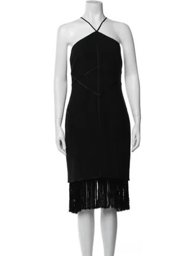Pre-owned Cinq À Sept Halterneck Midi Length Dress In Blue