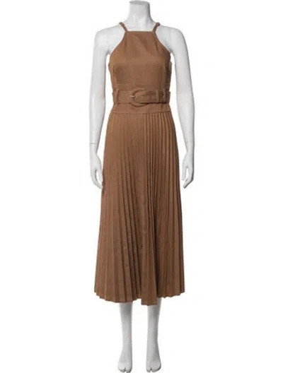 Pre-owned Cinq À Sept Halterneck Midi Length Dress In Brown